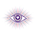All seeing eye symbol. Vision of Providence. Alchemy, religion, spirituality, occultism, tattoo art. Isolated illustration. Royalty Free Stock Photo